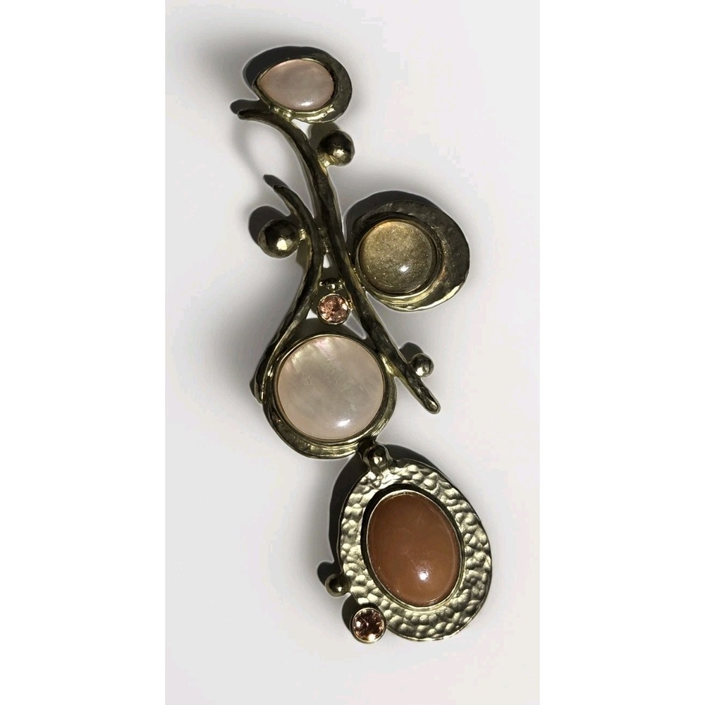 Chicos Matte Gold‎ Tone LARGE PARTIAL PENDANT ONLY Iridescent Stones Earth Tone